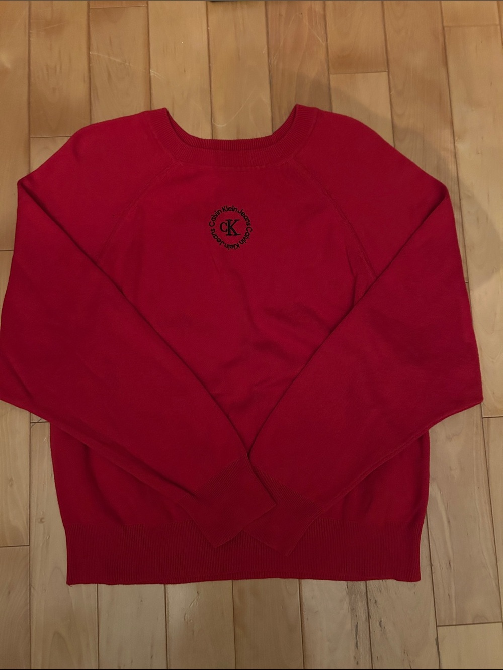 Calvin Klein Men’s Bright Red Crewneck Sweater with Logo